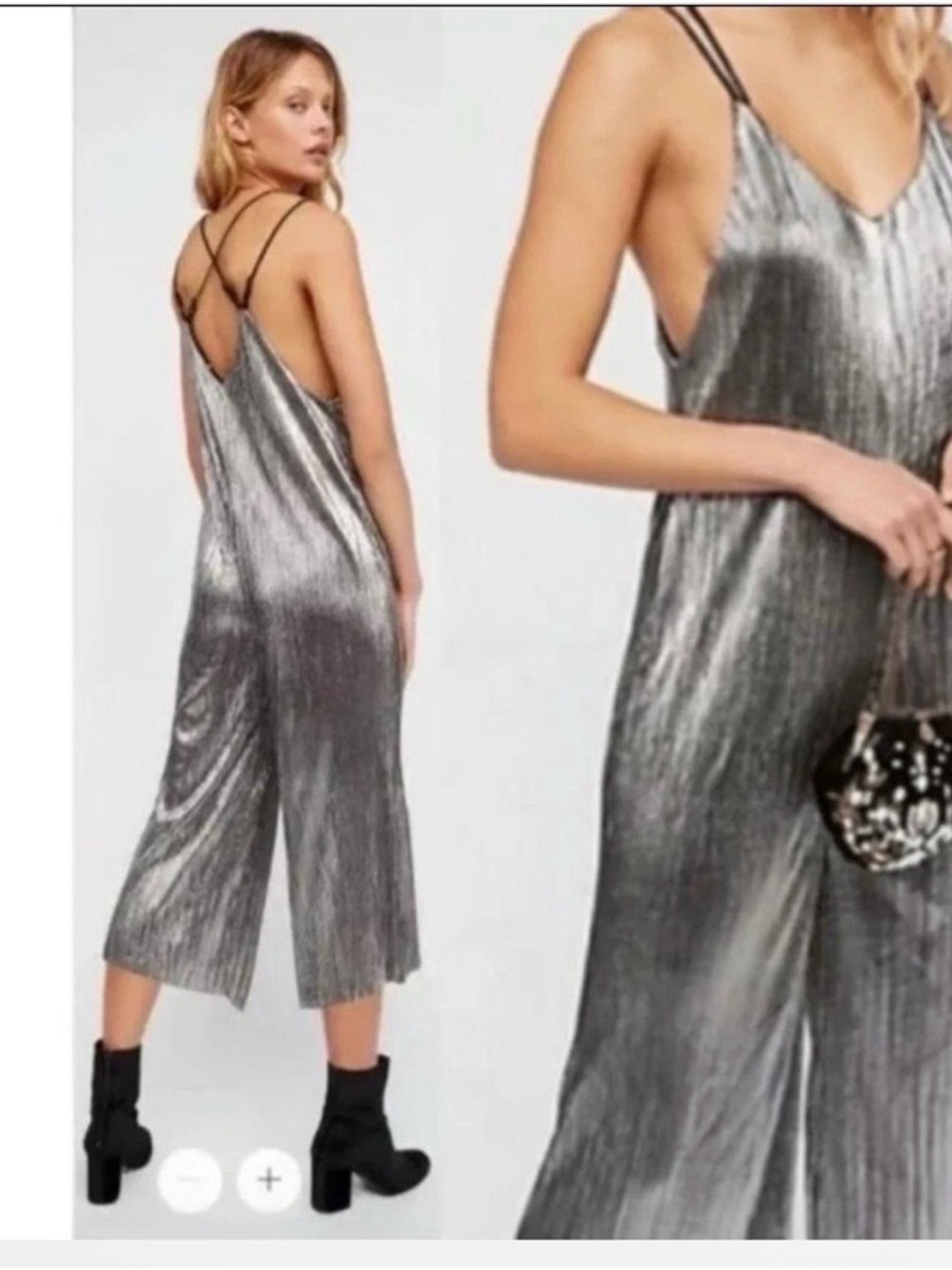 Free People Flicker Flash Metallic Jumpsuit Small